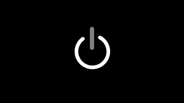Abstract glowing power button symbol on black background animation.