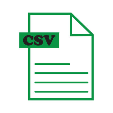 Simple CSV file icon. Modern Green vector design representing data export, document management, file format, and digital data storage.