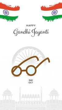 Gandhi Jayanti Orange White and Green Illustrated Greeting Video Story