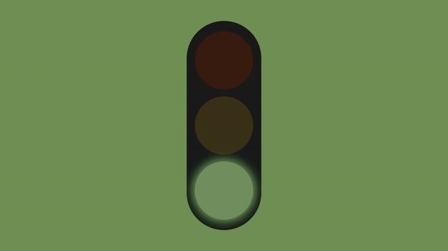 Minimalist traffic light icon showing a green light on a solid green background.
