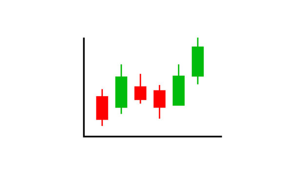 Stock exchange trading analysis graph with red and green candlestick pattern isolated on transparent background.