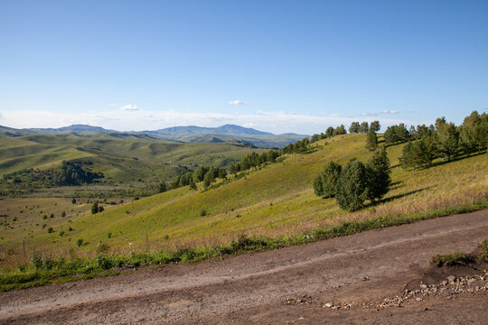 Altai mountains, landscape photography taken on a sunny summer day, Katun river valley