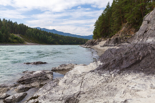 Katun river, Altai Republic, Russia. Landscape photo taken on a summer day