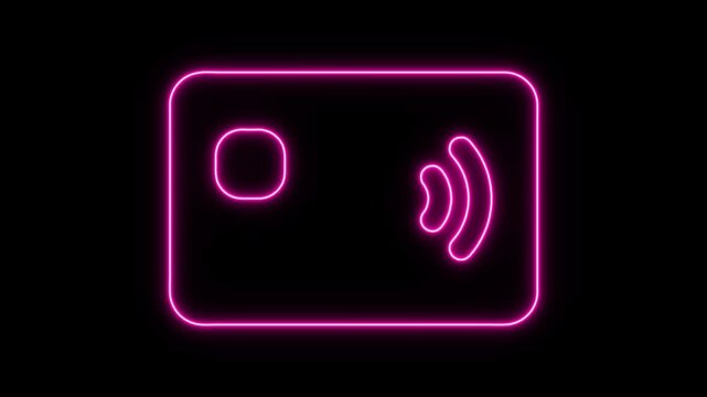 Glowing Neon Credit-card Animation for Finance on Black Background