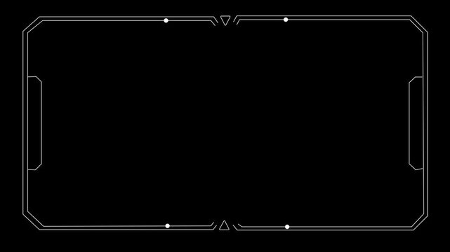 Futuristic HUD cyan tech frame overlay  animation isolated on dark background 4k video