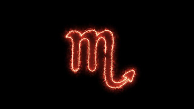 Aries the Maiden Zodiac Signs Virgo on fire loop animation. flame video 4K