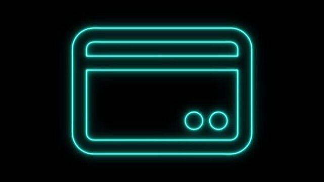 Glowing Neon Credit-card Animation for Finance on Black Background