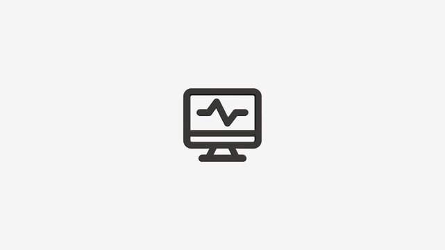 Computer monitor displaying heartbeat line graph data analysis on clean background digital health monitoring concept.