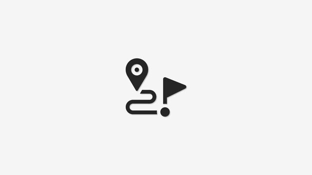 Navigation route pointer showing start location flag destination and pathway simple icon isolated on light background motion graphic.