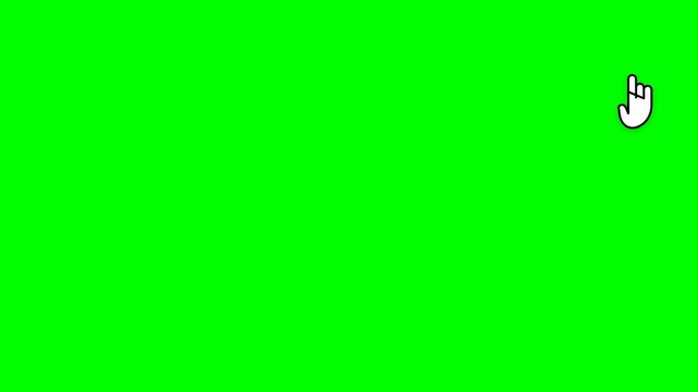 cursor hand pointer click icon animated on green screen chroma background for digital interface video editing
