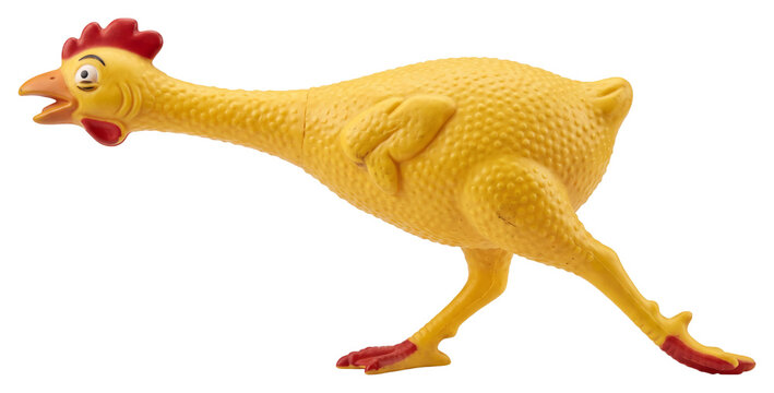 Long-Necked Chicken Squeaky Toy with Raised Wings