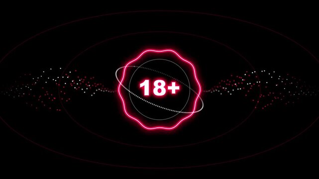 Neon 18+ Age Restriction Sign Animation