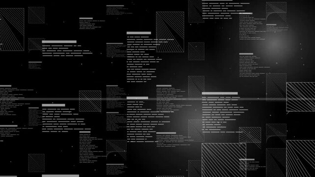 Abstract Data HUD Overlay with Scrolling Code Blocks