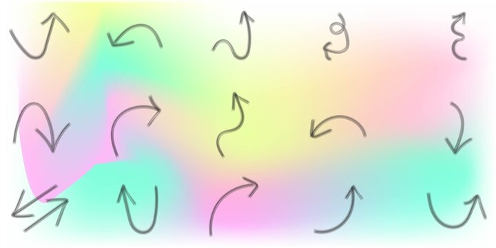 Collection of colorful abstract arrow icons isolated on white background