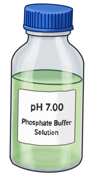 Phosphate buffer solution pH 7.00 in reagent bottle with blue screw cap vector illustration