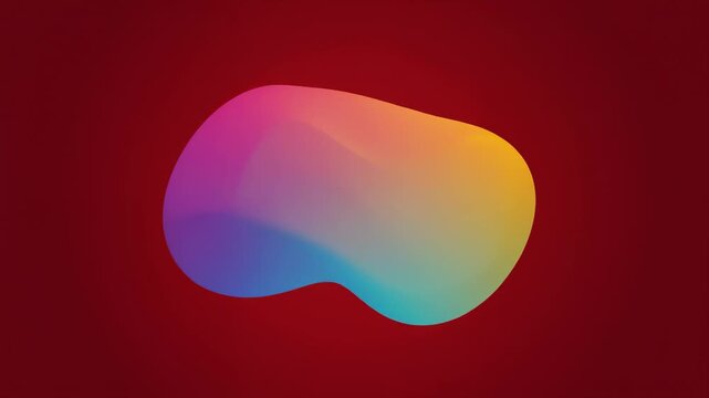Abstract gradient liquid shape morphing animation on dark red background, fluid
