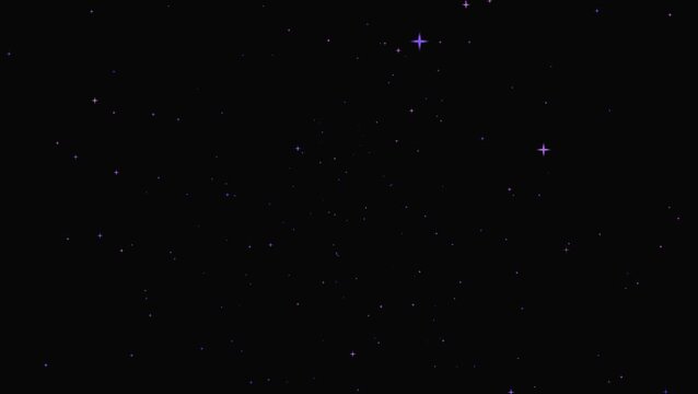 Glitter sparkle star twinkle animation motion graphics in After Effects on black screen background, Traveling through among beautiful star glow fields flying in galaxy space star 