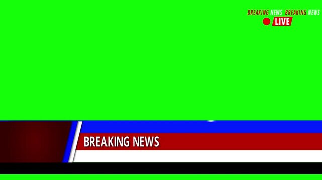 Breaking news animated overlay on alpha channel with running ticker on top.