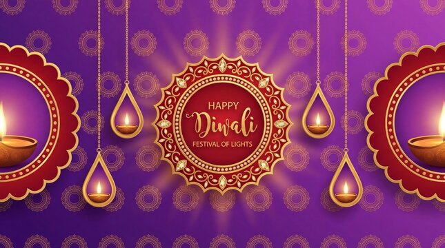 Happy Diwali vector illustration. Festive Diwali and Deepawali card. The Indian festival of lights