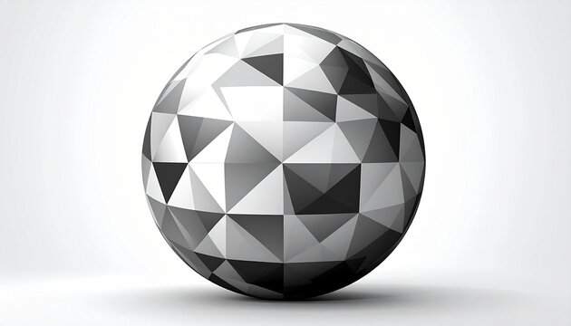 Geometric Black and White Sphere with Faceted Design