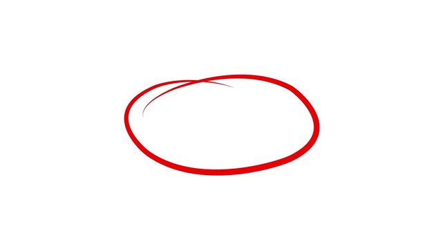 Hand drawn red oval circle highlight mark isolated on white background