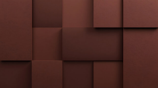 Abstract Brown Cubes Pattern: A dark brown abstract pattern composed of precisely arranged, overlapping cubes creating a visually dynamic and textured surface, ideal for modern design backgrounds.