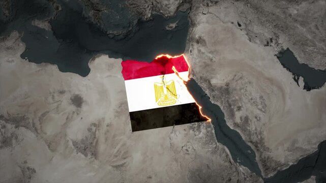 Animated EGYPT Map Filled with Flag with animated Golden Border