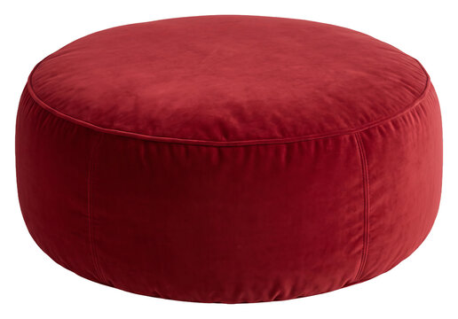 Round upholstered ottoman with stitched panels