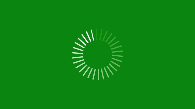 Animated circular loading mark with Green background and no background.4k video