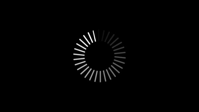 animation - loading circle icon on black background. 4K video