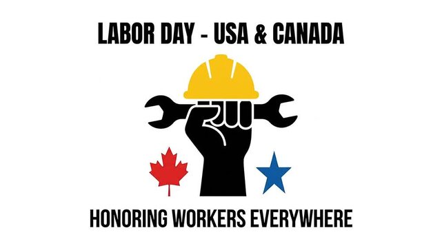 Industrial Labor Day Celebration Concept Featuring Worker Symbols