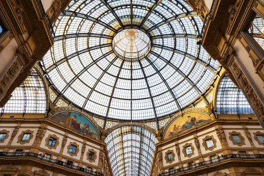 Metal glass dome of the Galleria Vittorio Emanuele II in Milan