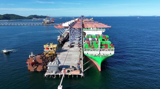 Shipyard Cargo Container Sea Port Freight forwarding service logistics and transportation. International Shipping Depot Custom Port for import export trade Transport Business	
