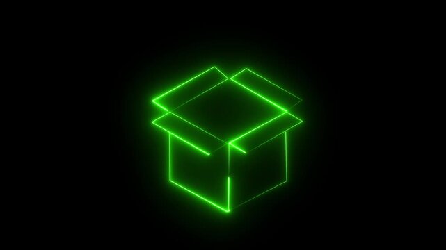 neon glow order picking thin line icon on black background.