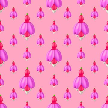 seamless pattern with pink flowers
