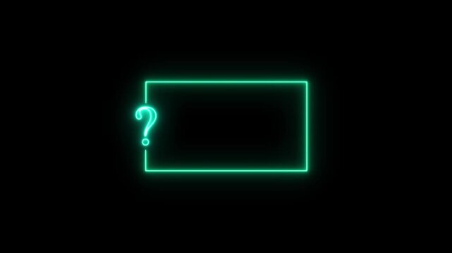 Neon green glowing question mark frame border animation on black background