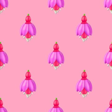seamless pattern with pink flowers