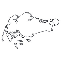 Singapore Outline Map Minimal Black Vector Illustration © Nomicastudio