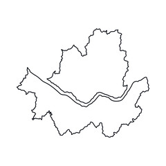 Seoul City Outline Map with Han River Minimal Vector Icon © Nomicastudio