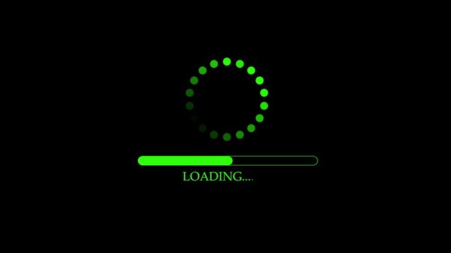 Abstract loading icon animation . Loading bar and percentage Futuristic progress on black background.