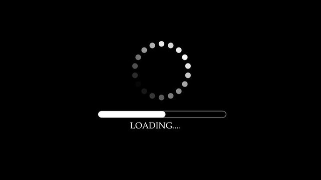 Abstract loading icon animation . Loading bar and percentage Futuristic progress on black background.
