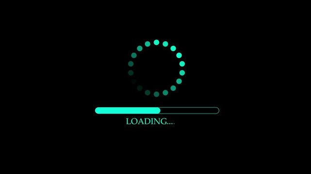 Abstract loading icon animation . Loading bar and percentage Futuristic progress on black background.