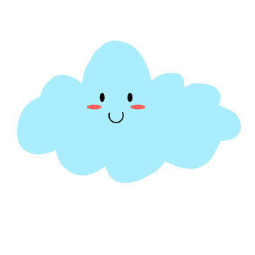 blue smiling blushing cloud