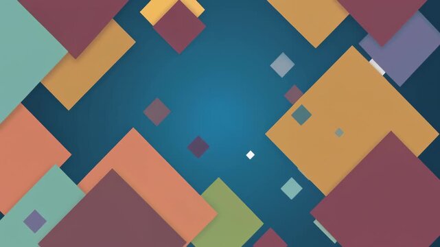 Abstract motion background, with floating colorful, geometric squares and, soft gradient depth