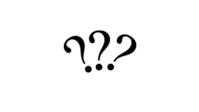 Animated question marks set, minimalist black symbols on white background, for ui and, problem solving concepts