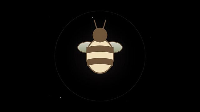 Close up footage of a bee hovering gently with fluttering wings surrounded by pollen particles warm glowing loop