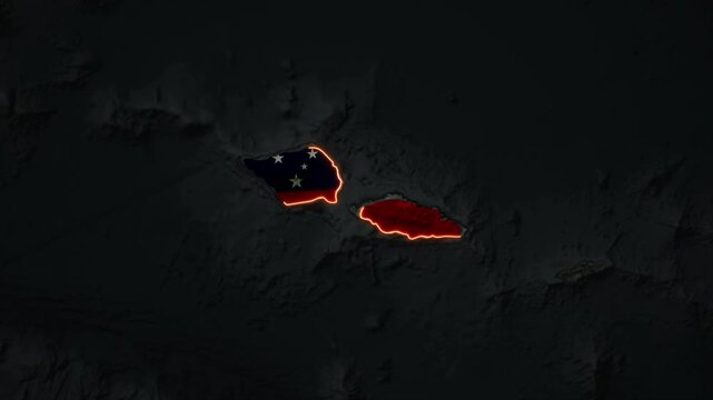 Animated SAMOA Map Filled with Flag with animated Golden Border