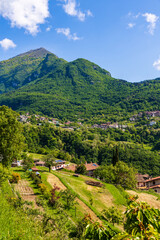 Obraz premium Mountain and forest landscape around the village of Pranzo