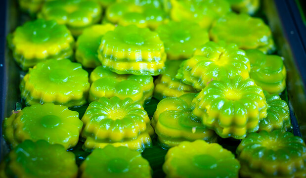 Traditional Banh Da Lon, a colorful Southern Vietnamese steamed layered cake made with tapioca starch, pandan leaves, and mung bean.