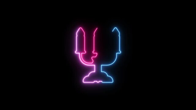 Neon glowing letter j in vibrant pink and blue colors on a black background